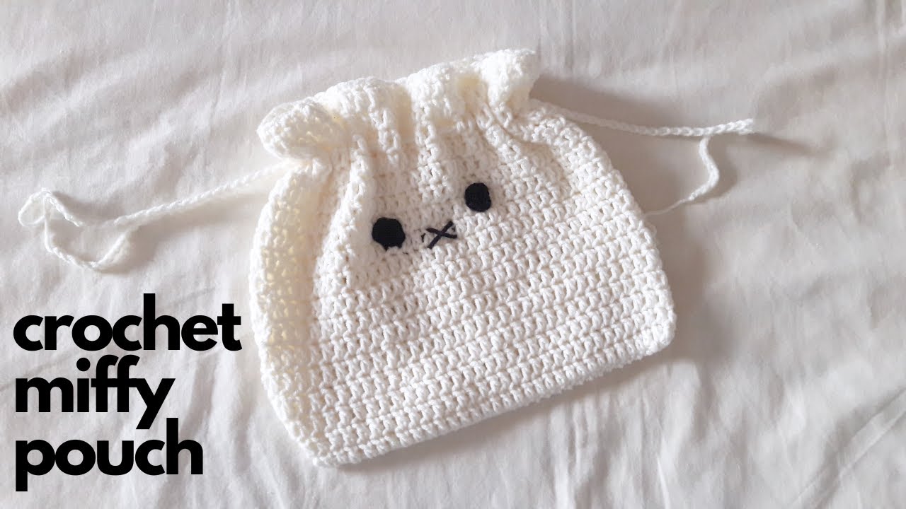 crochet miffy drawstring pouch