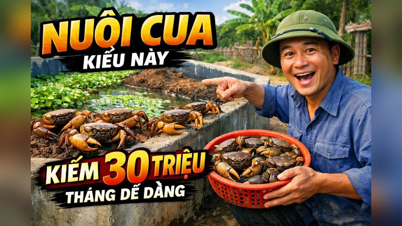 Làm giàu tại nhà với mô hình nuôi cua đồng trong bể xi măng