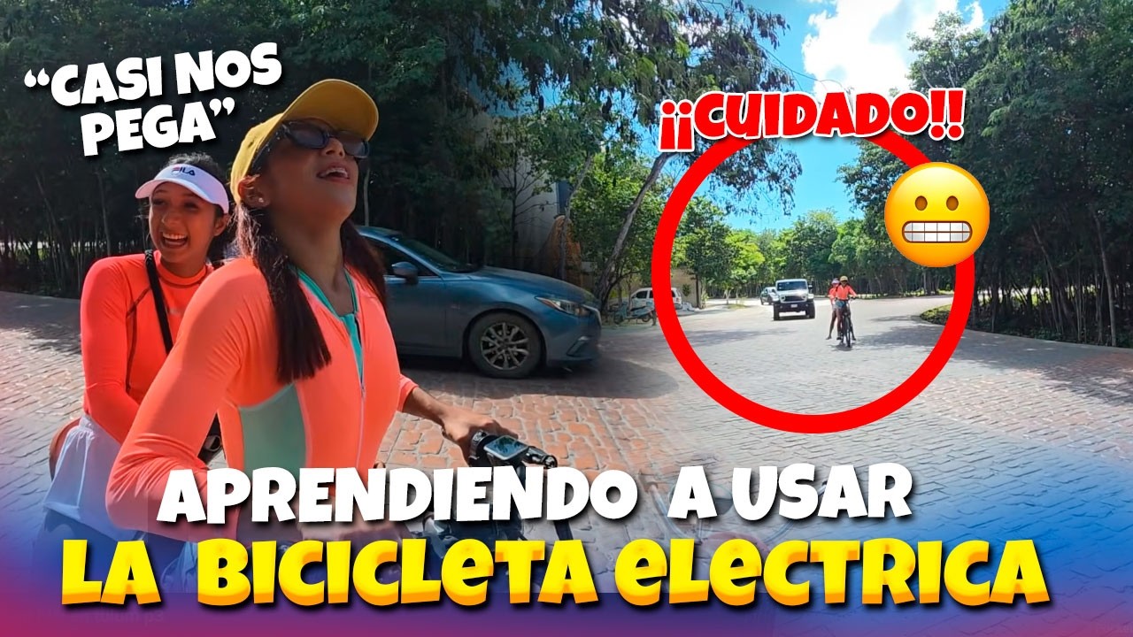 Camarón rento una bicleta  eléctrica | Las bichas no se fijaron y por poco les pega  un carro 😳😬