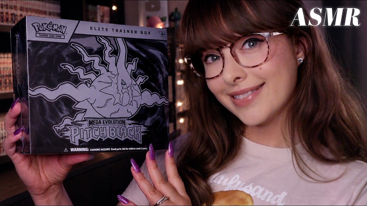 ASMR 🌑 Pitch Black ETB | Pokemon Card Box Opening to Relax You ✦  Whispers, Tapping & Crinkles