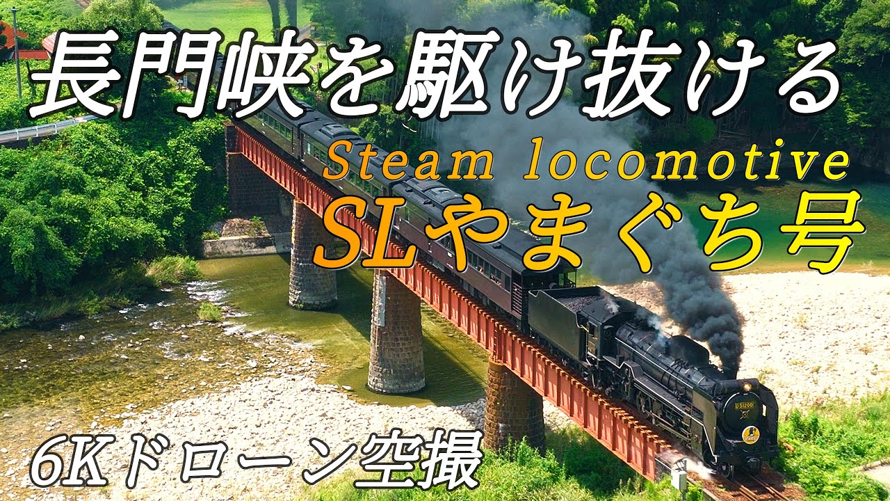 【2025 夏 SLやまぐち号】～長門峡駅発着編～ D51200『デゴイチ』空撮/SL Yamaguchi ~Departure and arrival from Chomonkyo Station~