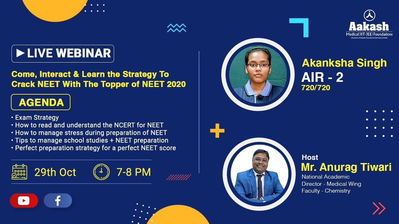 Neet 2021 Preparation Strategy with NEET 2020 Topper Akanksha Singh (AIR - 2, 720/720) | LIVE