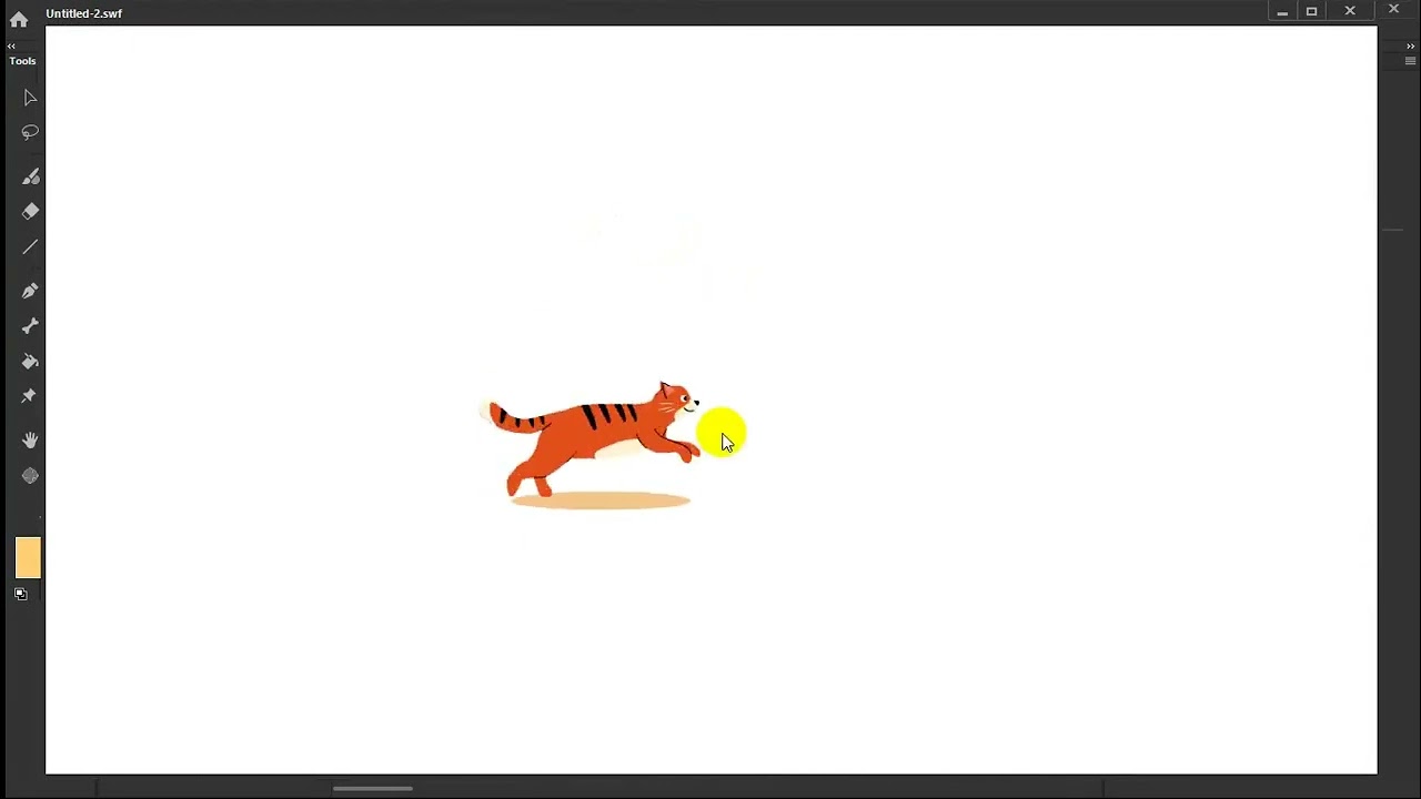 001-Creating simple frame by frame Running cat animation with Adobe Animate CC
