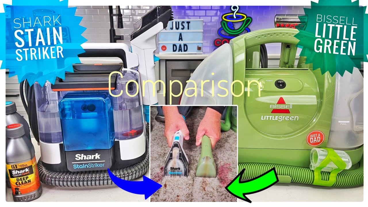 Сравнение портативных пятновыводителей для ковров Bissell Little Green и Shark StainStriker