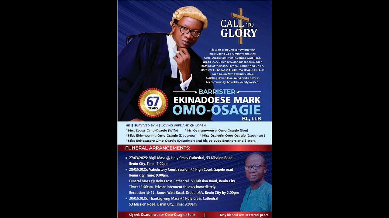 FINAL CEREMONY RITES OF LATE BARRISTER EKI MARK OMO-OSAGIE