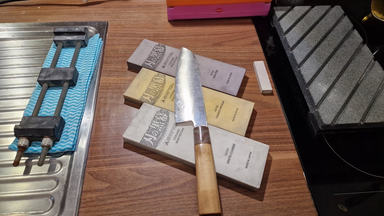 cómo afilar un cuchillo desde 0😱 Santoku hecho en acero D2 
