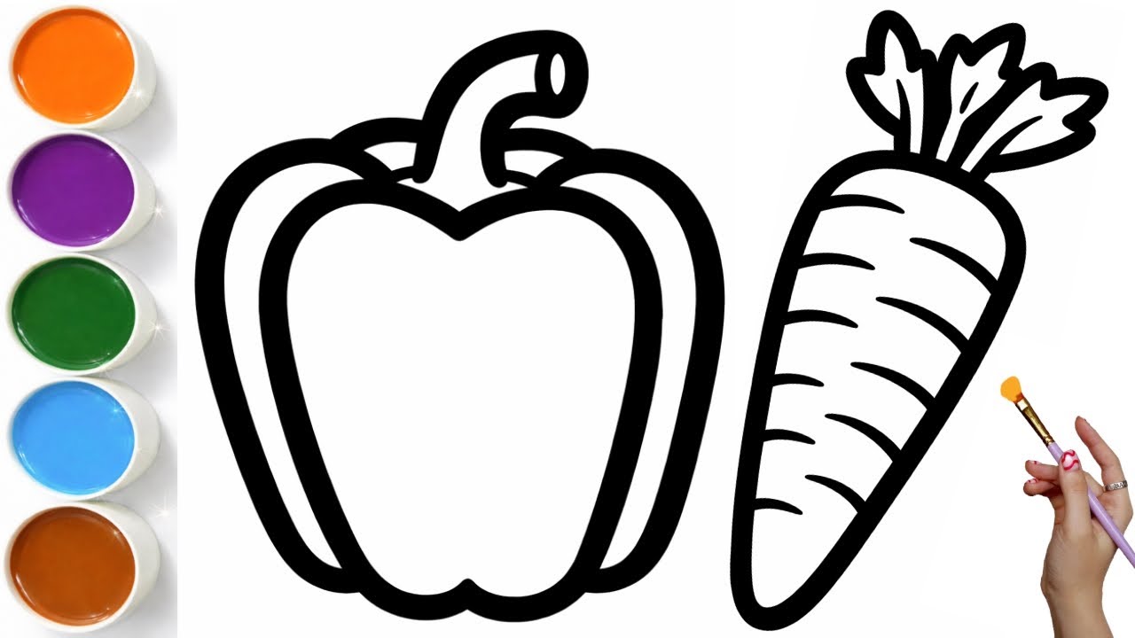 Easy Vegetable Drawing and Coloring  |  Cute Veggie Art | Drawing + Coloring for Children #kidsart 