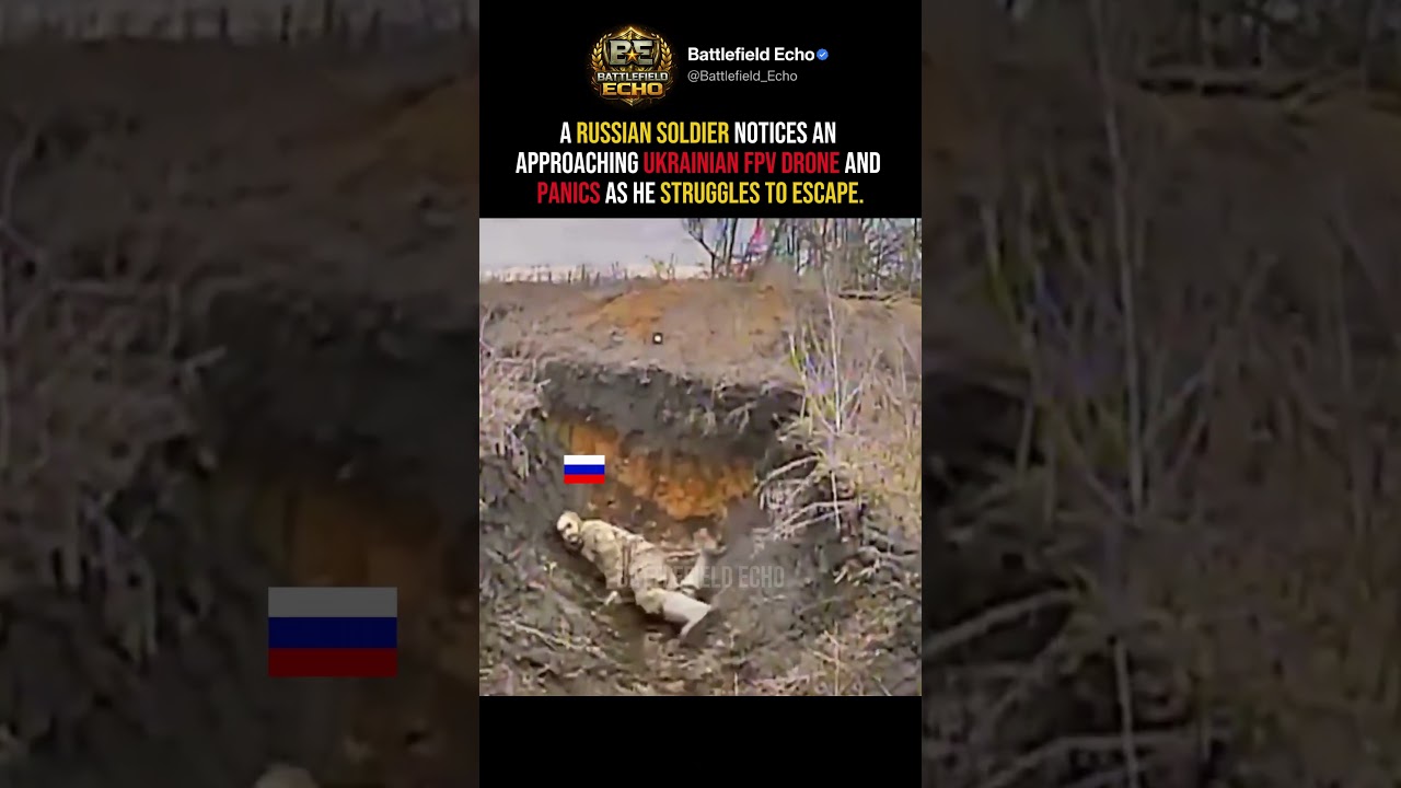 Russian Soldier Panics as Ukrainian FPV Drone Approaches #shorts