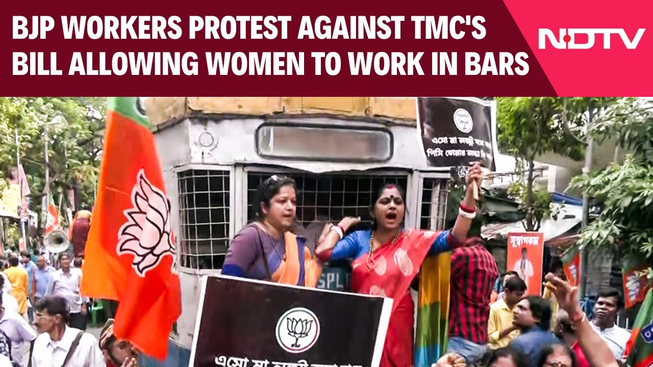 Bengal News | BJP Workers Protest Against TMC's Bill Allowing Women To Work In Bars
