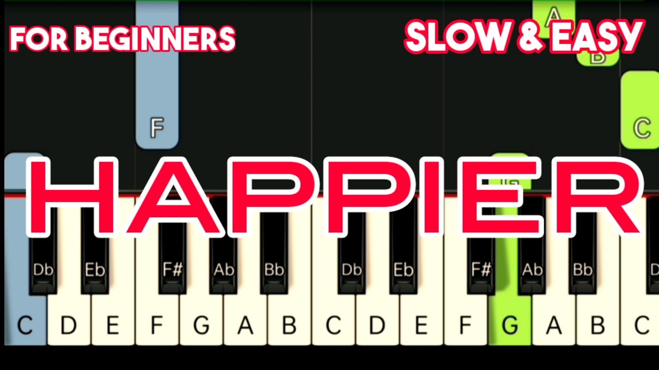 ED SHEERAN - HAPPIER | SLOW & EASY PIANO TUTORIAL