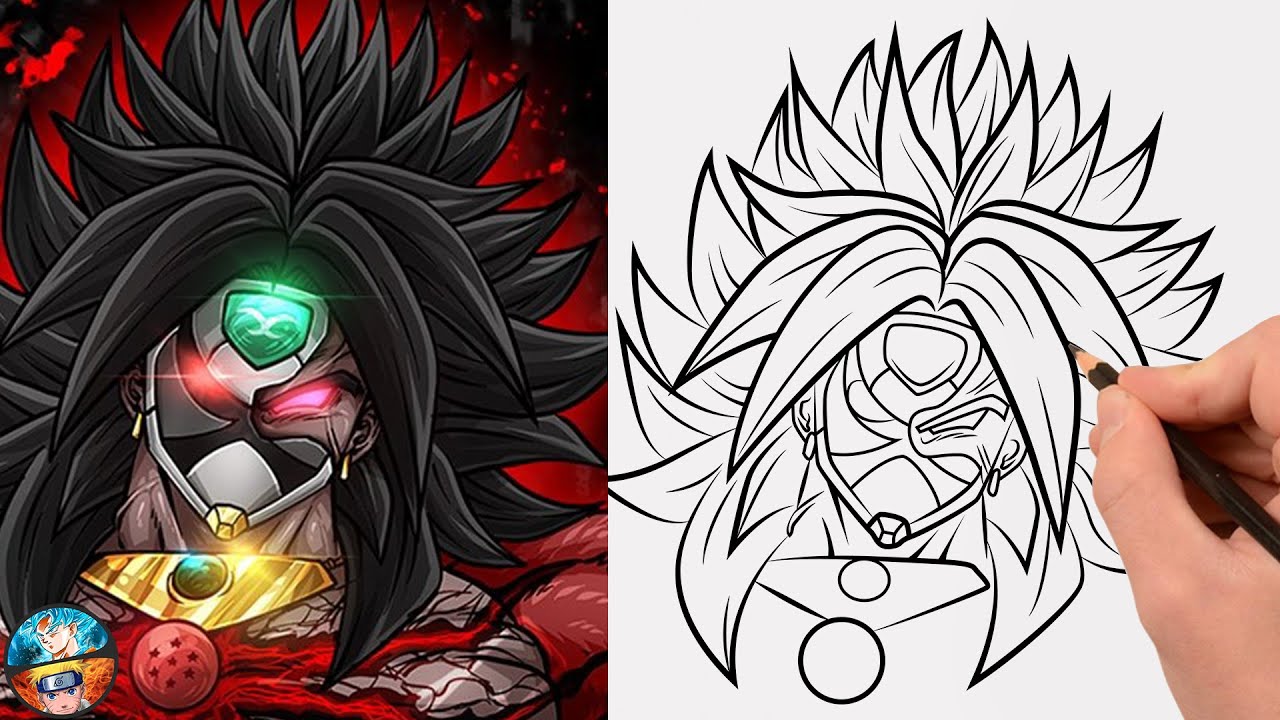 COMO DIBUJAR A DARK BROLY DRAGON BALL SUPER HEROES paso a paso