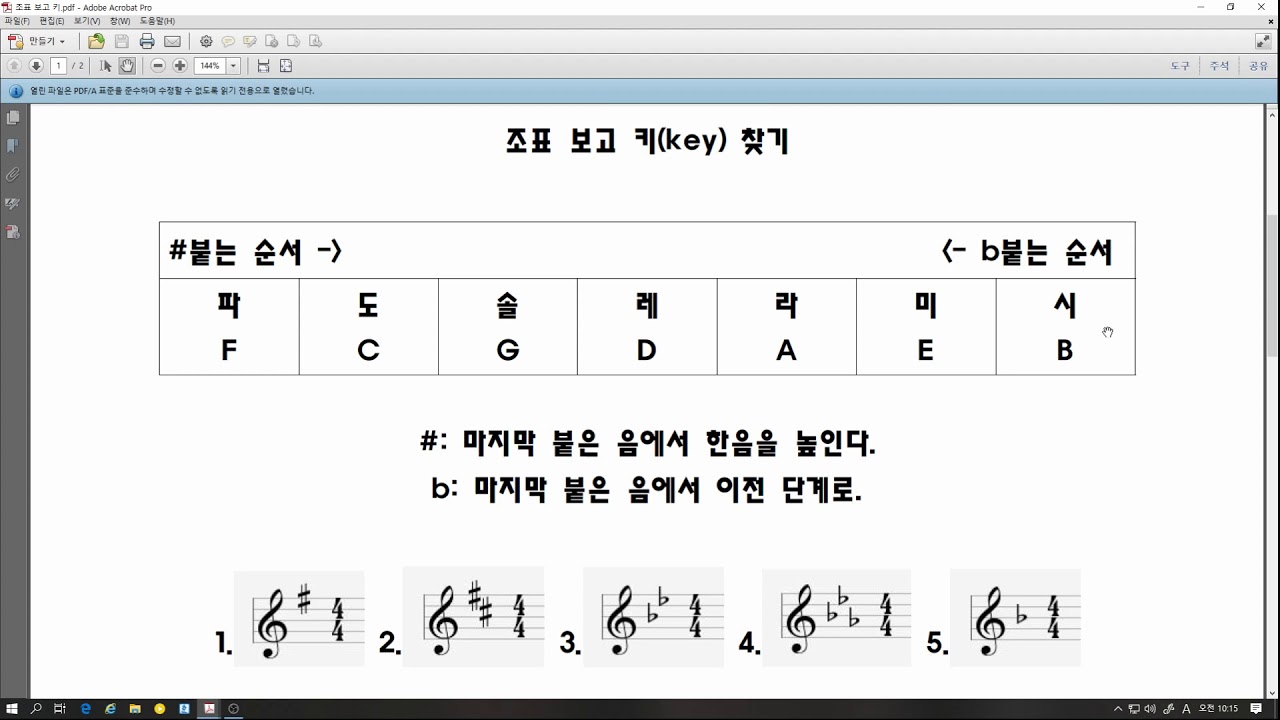 조표만 보고 키(key) 찾는 가장 쉬운 방법/