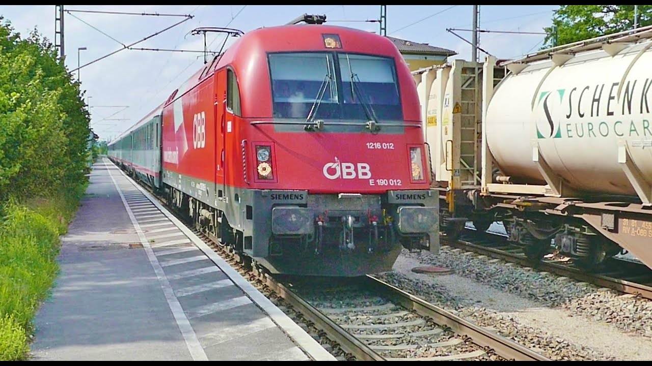 ÖBB EC mit Railjet - Güterzüge - Vectron Werbelok und 
