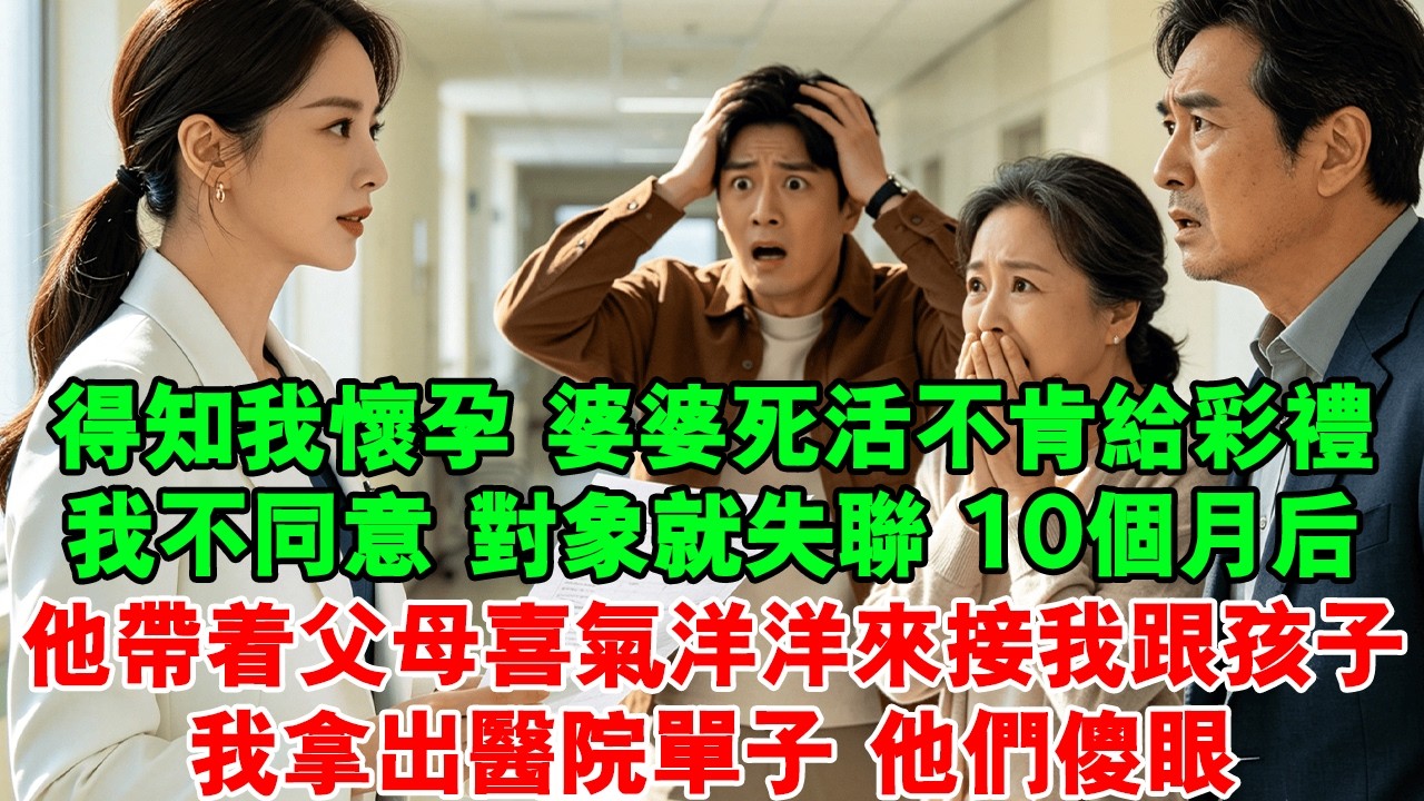 【完結爽文】得知我懷孕，婆婆死活不肯給聘金，我不同意，對象就失聯10個月，10個月後對象帶著父母喜氣洋洋來接我跟孩子，我拿出醫院單子，他們傻眼。#婆媳 #情感故事 #為人處世 #故事