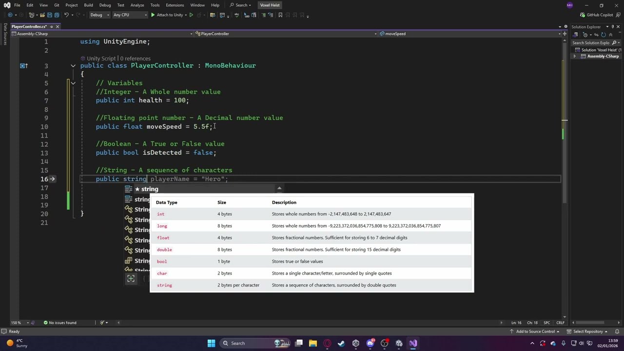 Voxel Heist: 2 - C# Scripts, Variables & Methods