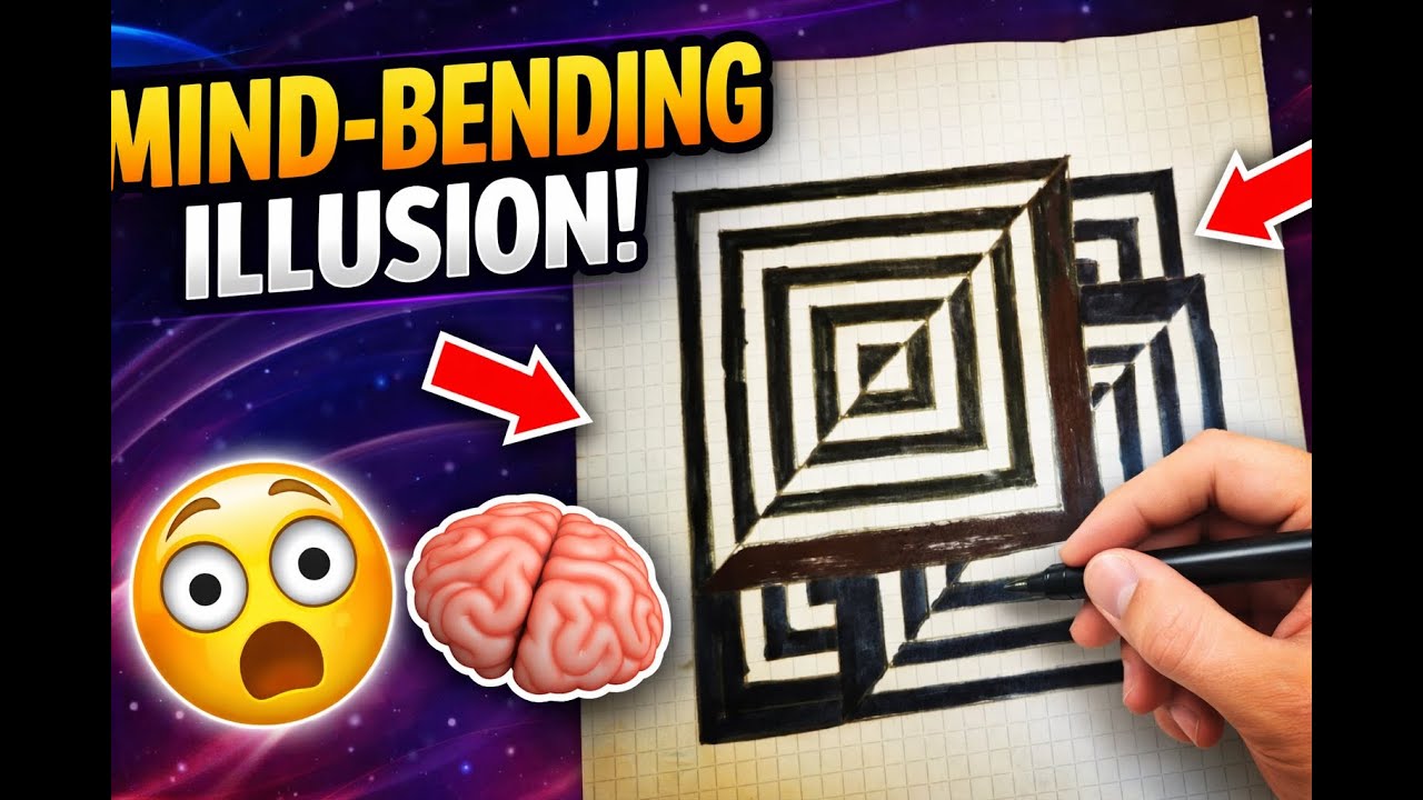 Impossible Maze Drawing on Graph Paper | Mind-Bending Optical Illusion