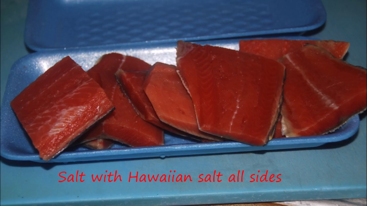 Making Salt Salmon for Lomi lomi