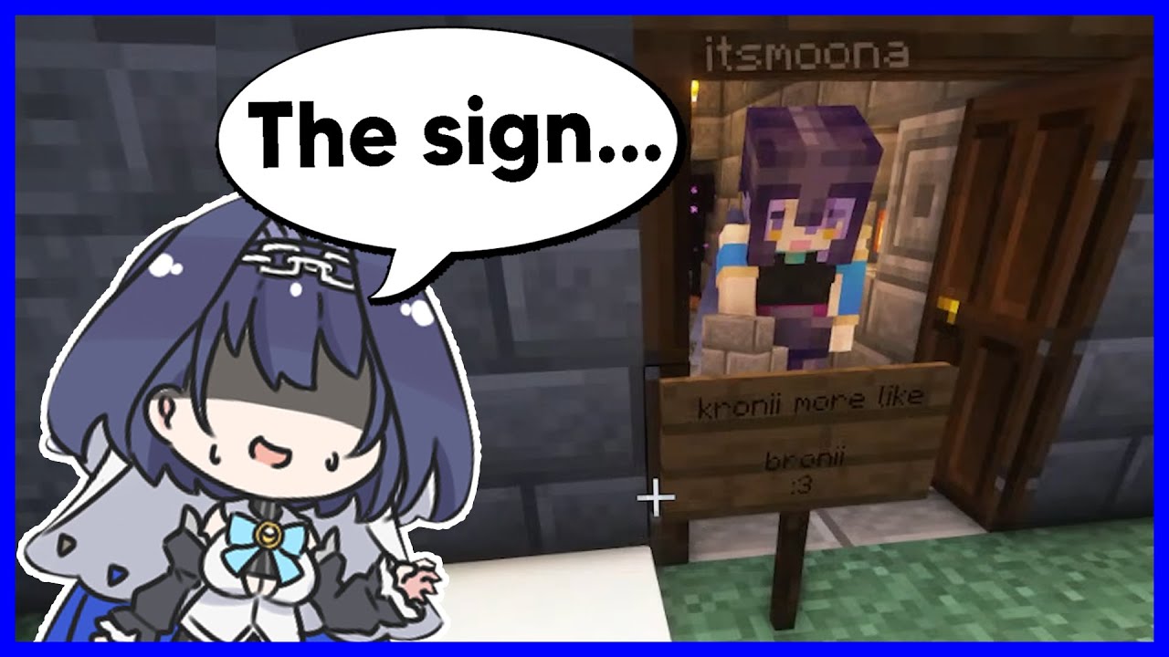 Moona unintentionally breaks sign at Bunkeronii, but Kronii can't get mad at her senpai