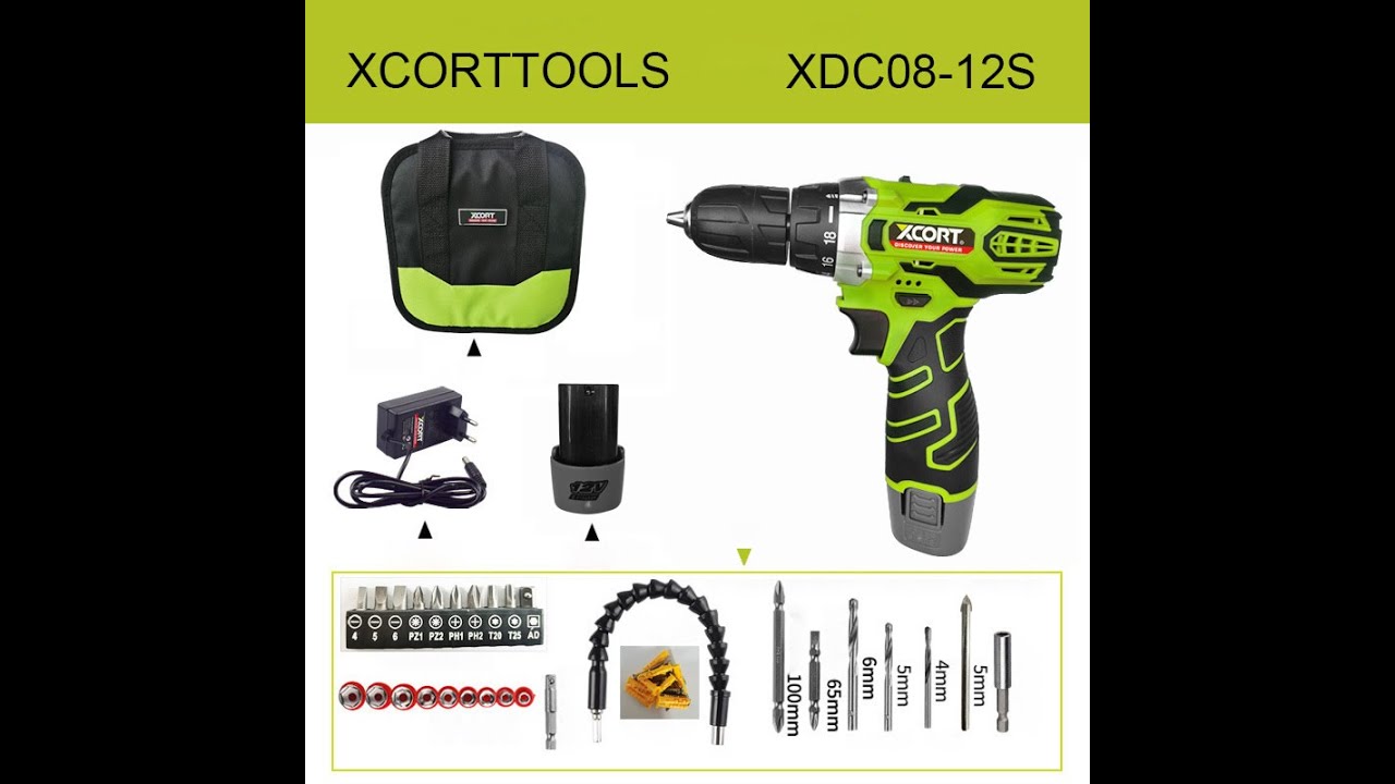 XCORT TOOLS XDC08-12A2 CORDLESS DRILL industrial cordless drill Kit Tools set cordless Power Drill