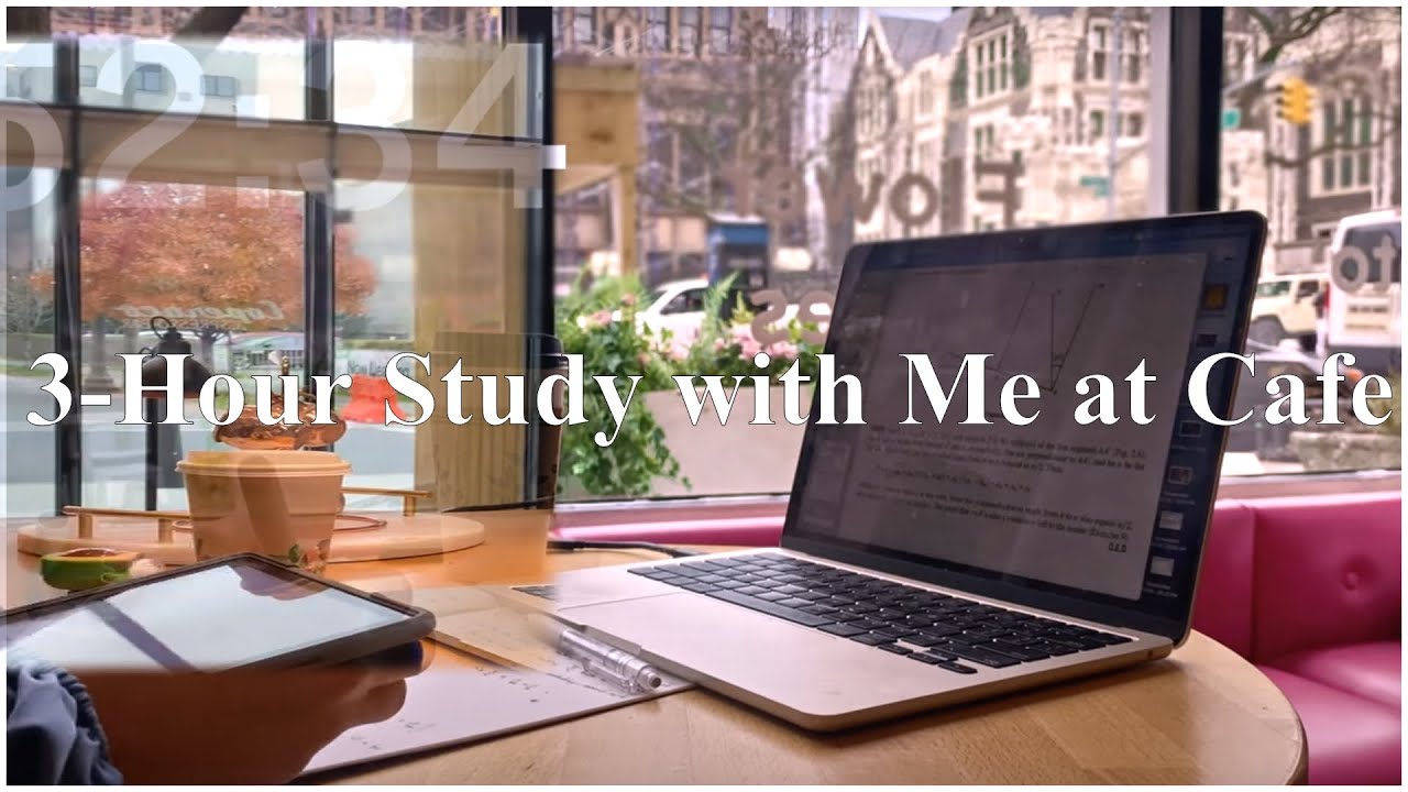 3 HOURS Study with me Cafe| Coffee Shop Ambiance| Background noise| Fire Sound| 4k| Mindful Studying