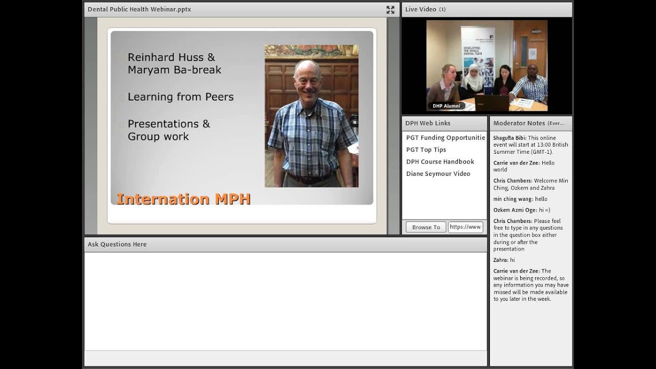 University of Leeds - School of Dentistry - MSc Dental Public Health Webinar 09/06/15