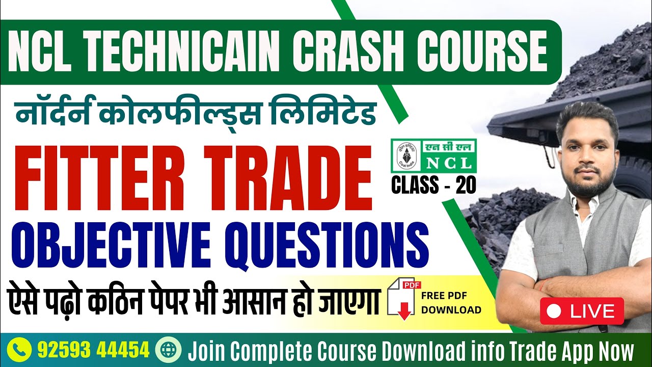 NCL Fitter Trade MCQ Live Class 20 | Most Expected Questions for NCL Exam 2025 | NCL Questions Paper