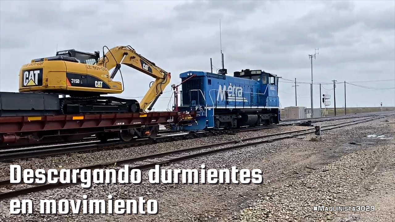 Metra: Tren de trabajo descargando durmientes en movimiento con SW1500 y transfer caboose en Chicago