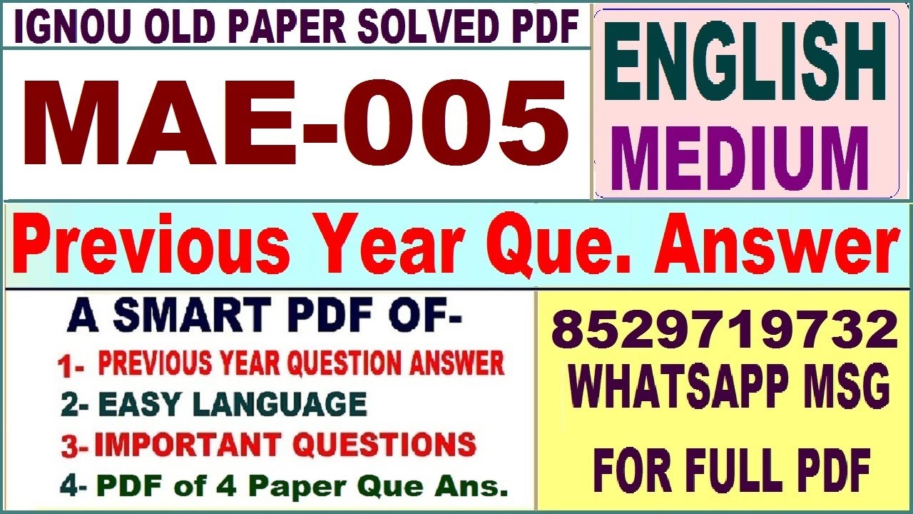 MAE 005 Previous Year Question Paper Solved in English || mae 005 important questions with answers