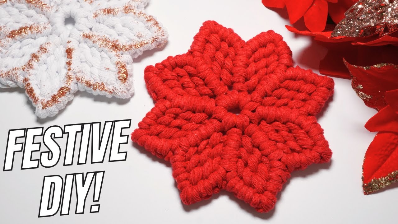 🎄 How to Make a Macrame Star Coaster – Christmas DIY!