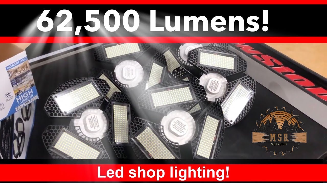Massive light Upgrade in my workshop. 62,500 Lumens!