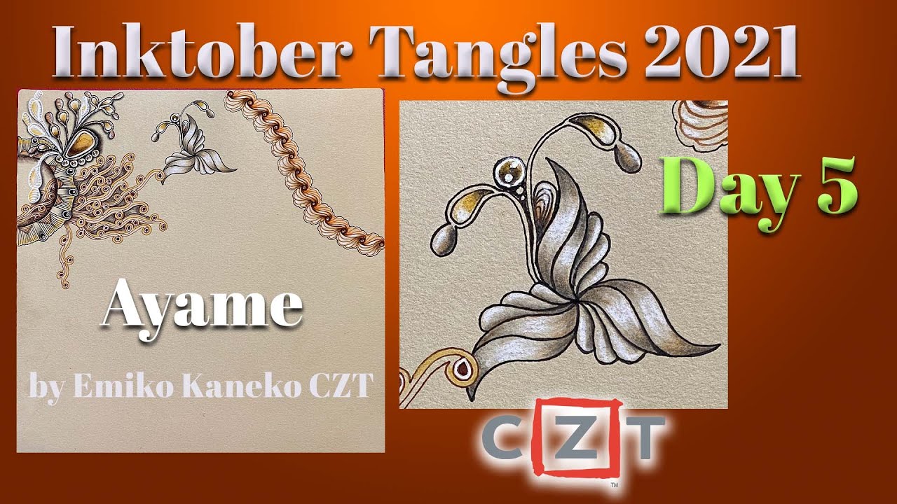Inktober Tangles 2021 - Day 5 - Ayame