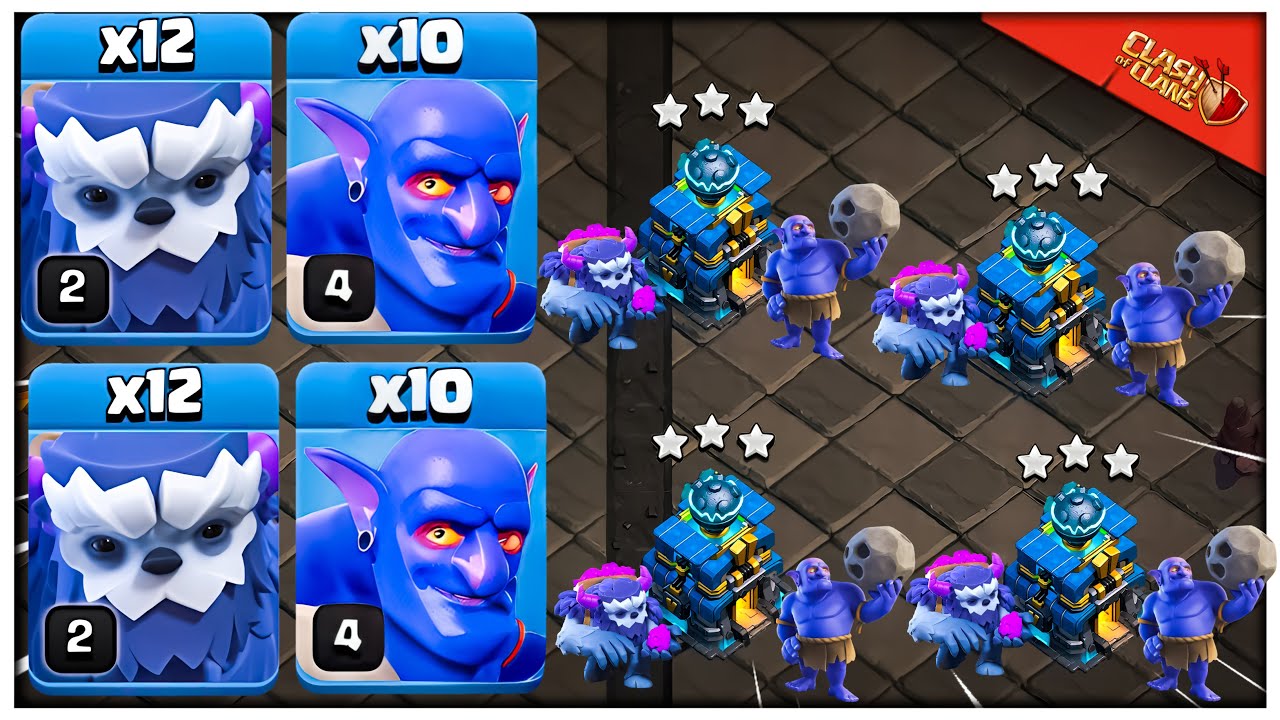 Th12 Yeti Bowler Attack Strategy! Th12 Ground Attack Strategy in Clash of Clans
