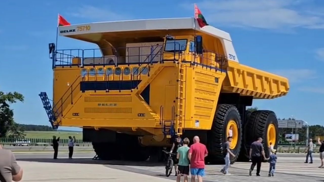 BelAZ 7571 is a four-wheel drive two-axle quarry dump truck with a load capacity of 450 tons