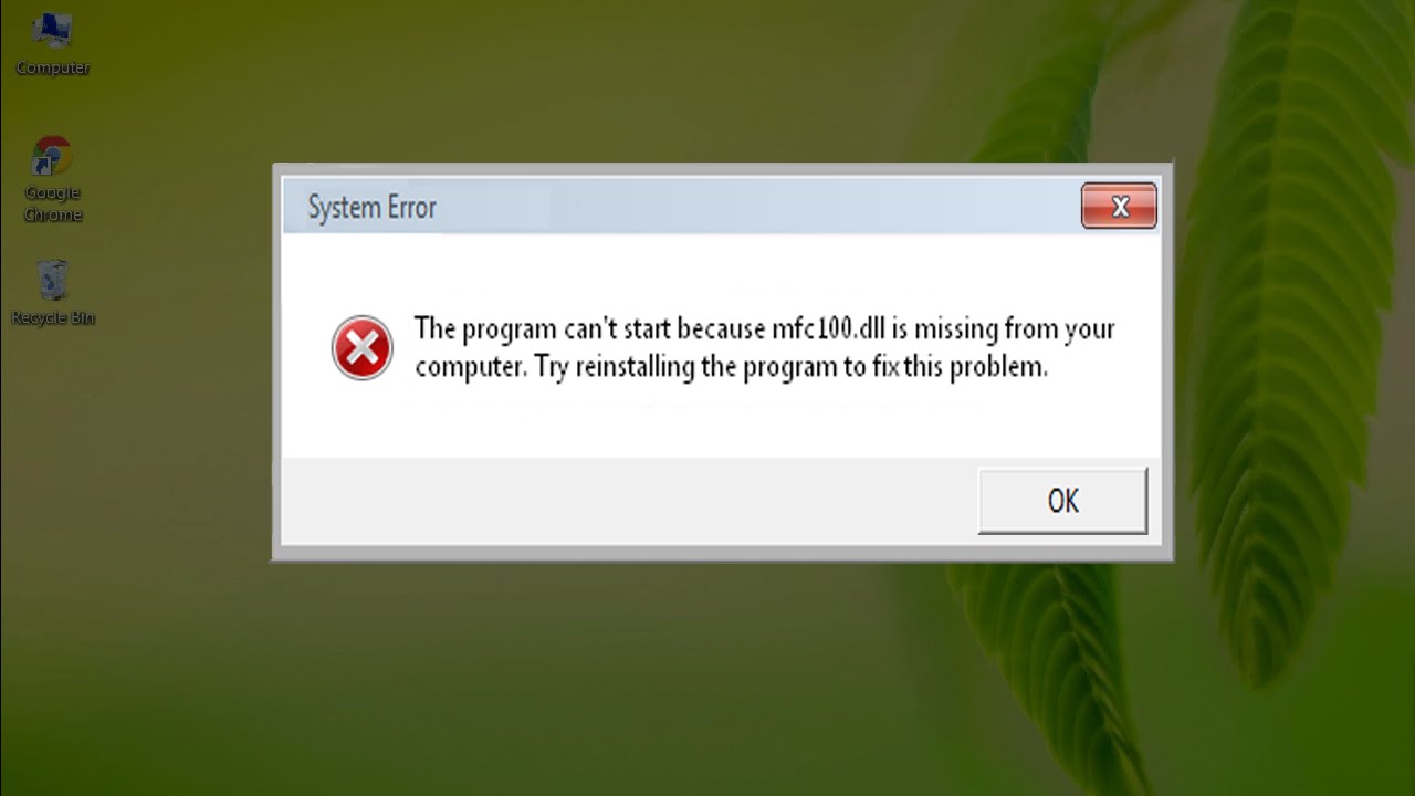 How to Fix MFC100.dll Missing Error.