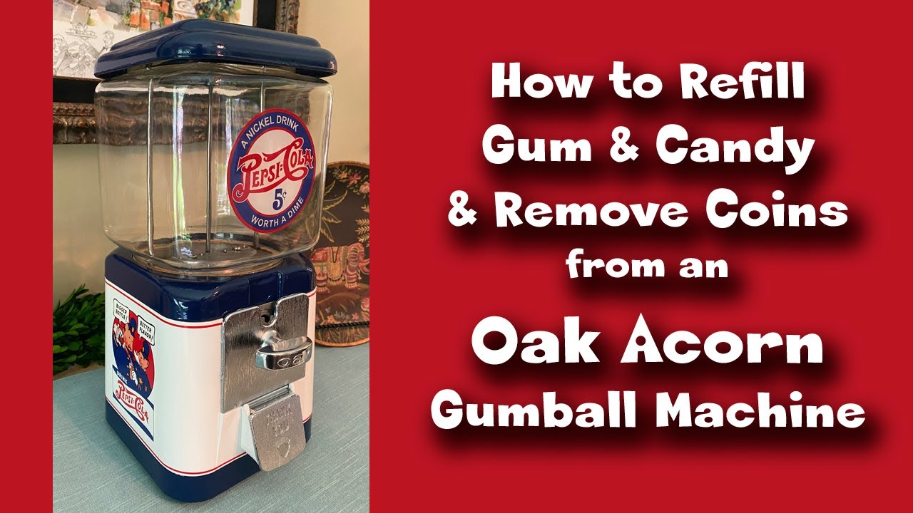 Vintage Oak Acorn Gumball Machine Gum & Candy Replacement, & Coin Removal