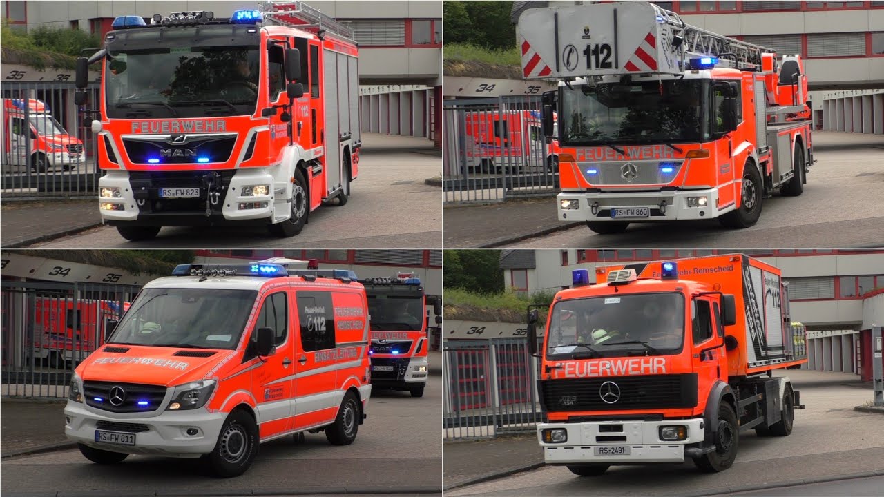 [NEUES HLF 20 + WLF AB-SLM] Einsatzfahrten der Berufsfeuerwehr Remscheid zum Brandeinsatz