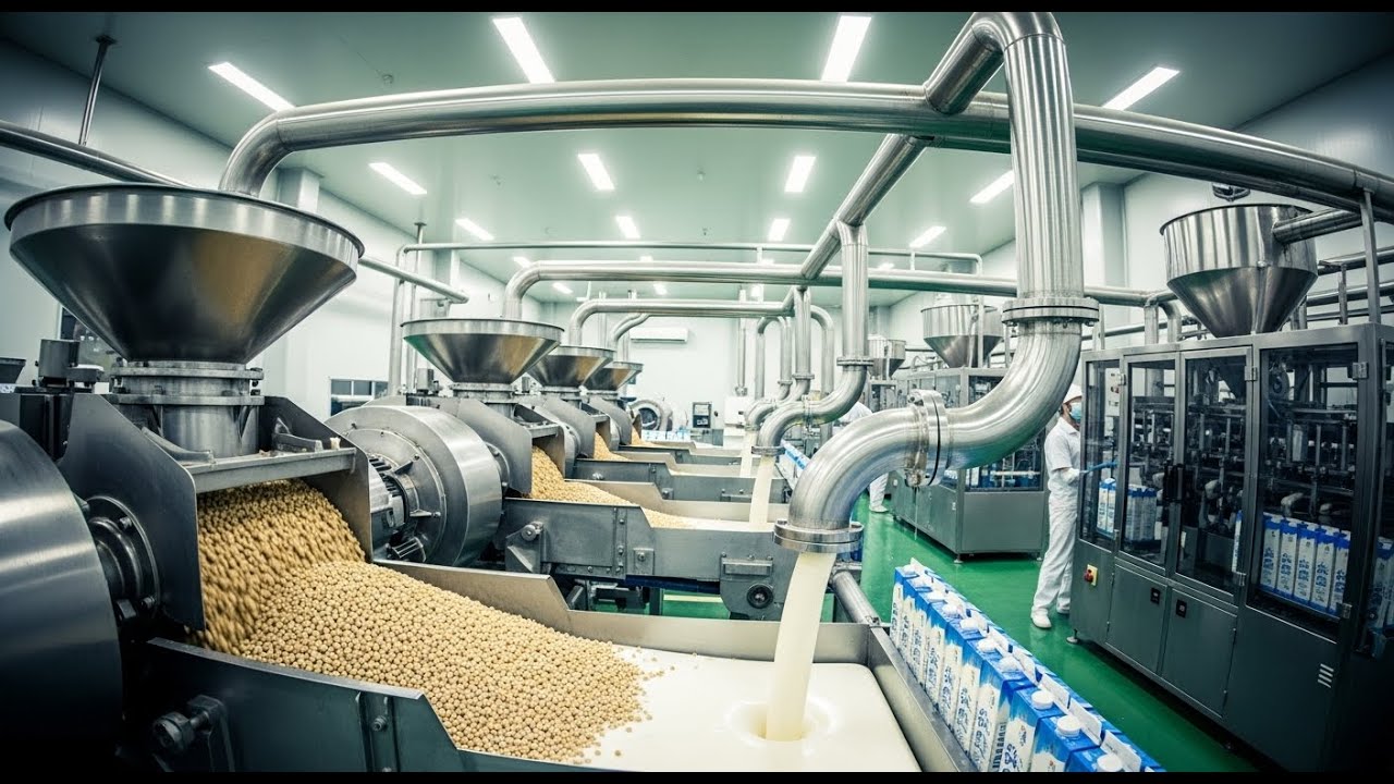 Inside the Factory How Soybeans Are Turned into Smooth Soy Milk Full Process Factory
