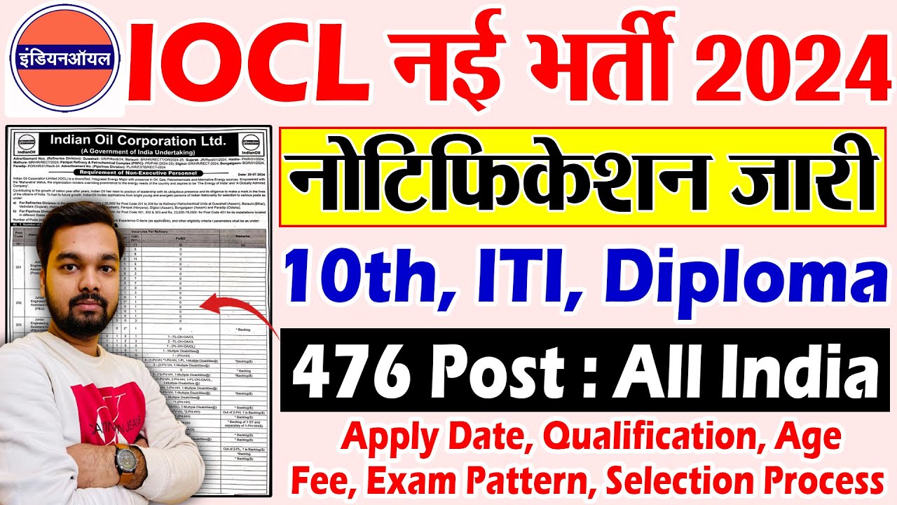 IOCL नई भर्ती 2024 नोटिफिकेशन जारी IOCL Non Executive Vacancy 2024 | IOCL Non Executive Recruitment