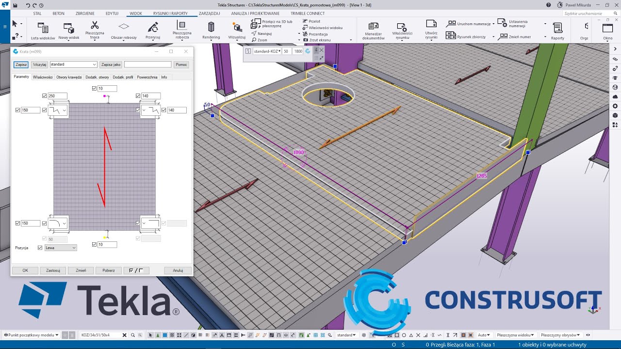 Tekla Structures | Krata pomostowa (m099) | platform Grating (m099)