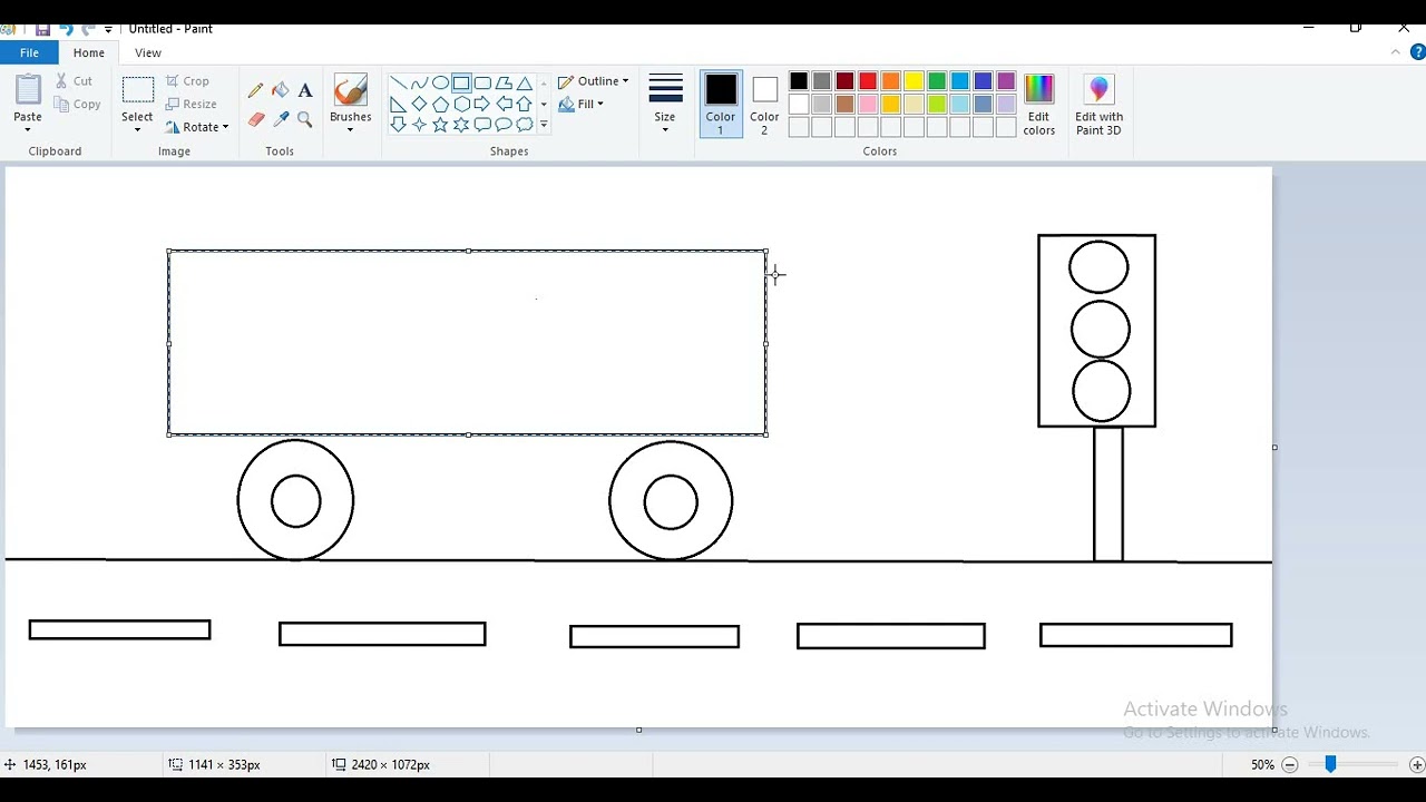 Traffic signal with school bus in MS-Paint