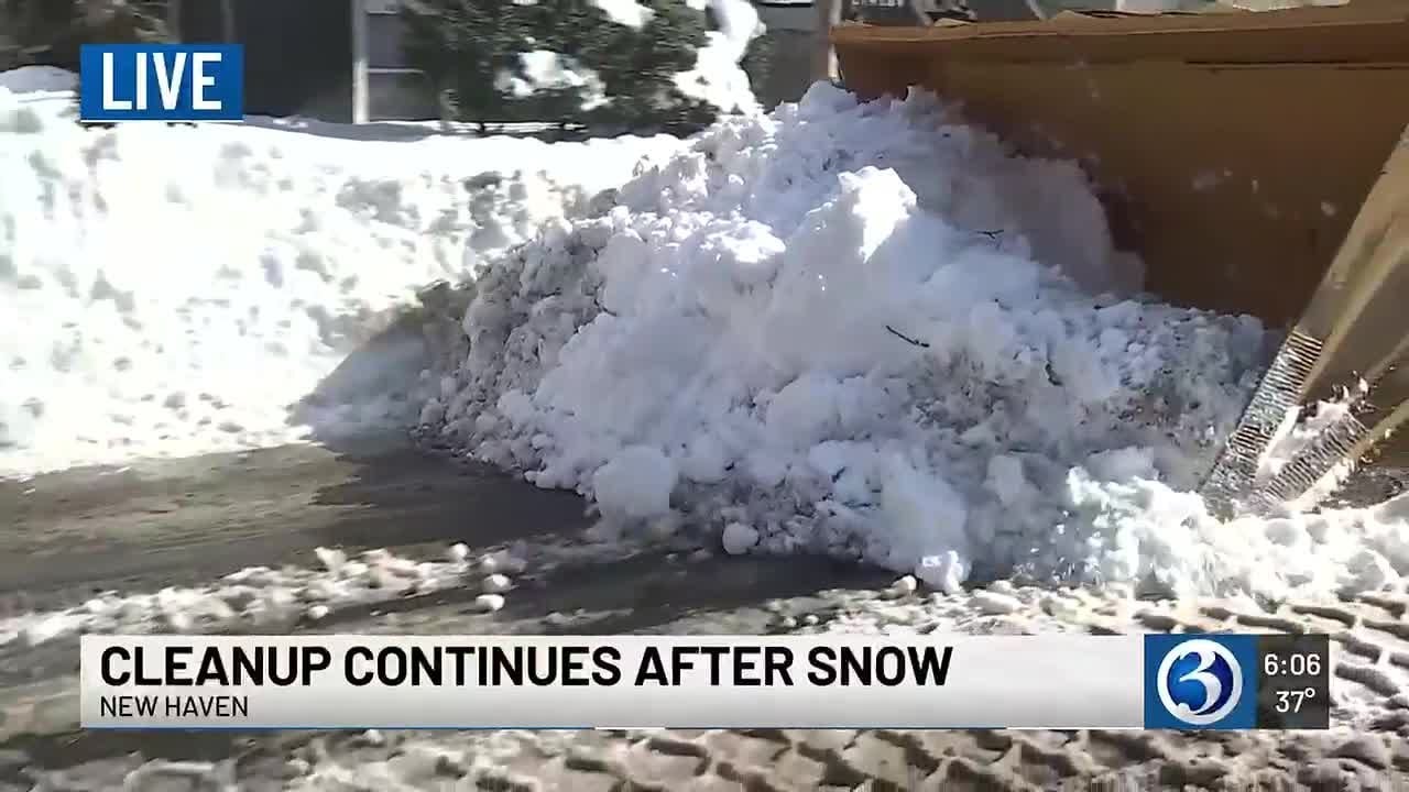 Cleanup continues after more snow in the Elm City