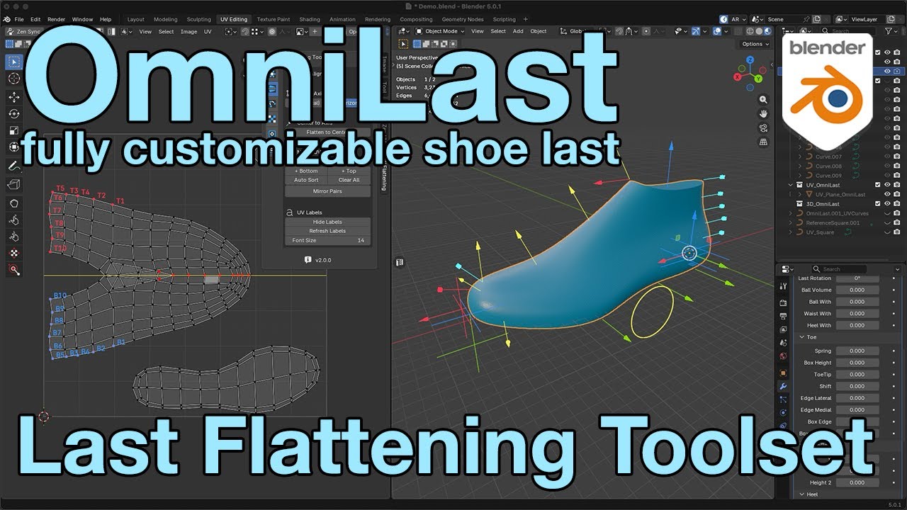 OmniLast - Customizable Shoe Last for Blender - Last Flattening