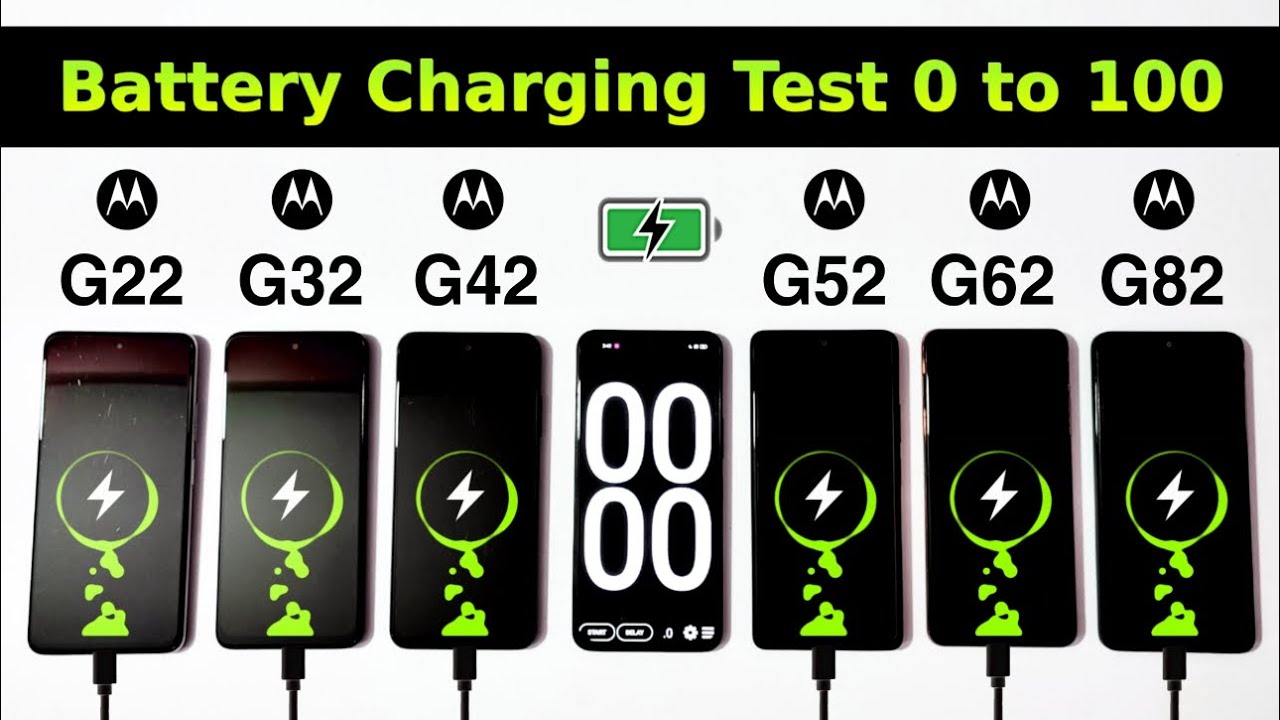 moto g22 vs moto g32 vs moto g42 vs moto g52 vs moto g62 vs moto g82 Battery Charging Test 0 to 100