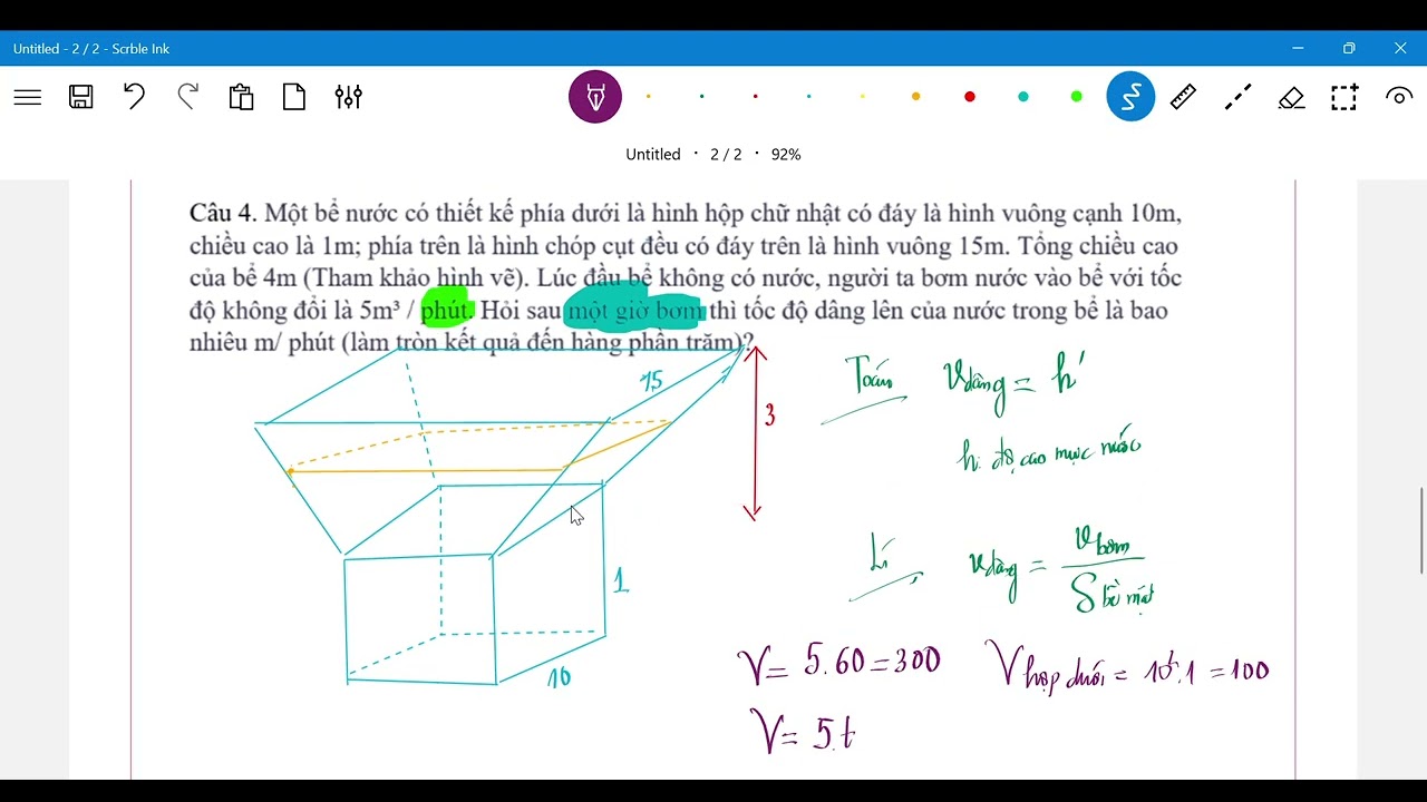 12.CĐNC. TỐC ĐỘ NƯỚC DÂNG BỂ HAI KHỐI HÌNH