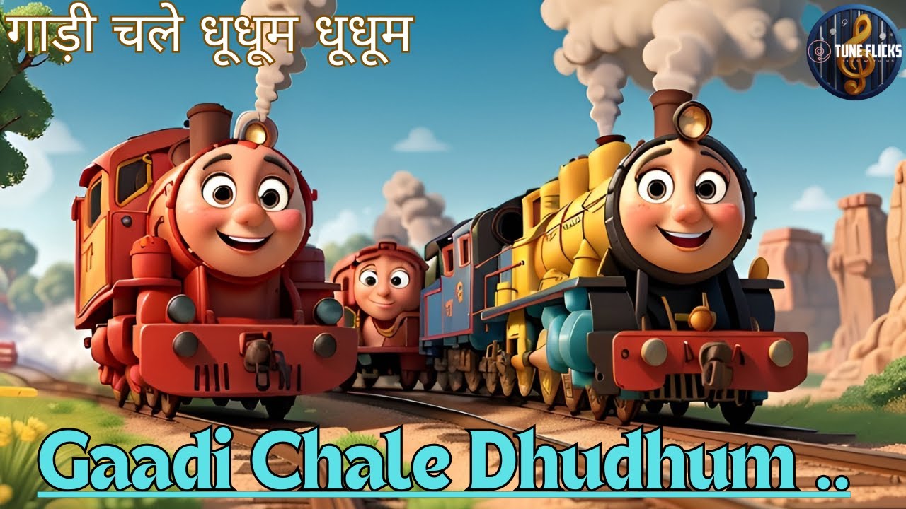 Gaadi Chale Dhudhum Dhudhum | Popular Hindi Rhymes for Kids | Train Song in Hindi 