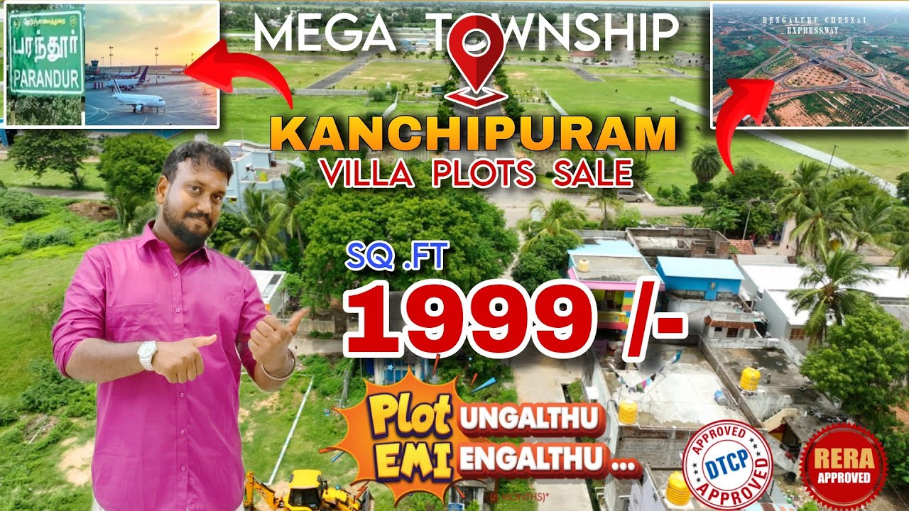 Wow😍Just ₹ 1999/- SQ.FT Villa Plots For Sale in Kanchipuram near Parandur Airport #land #plots 