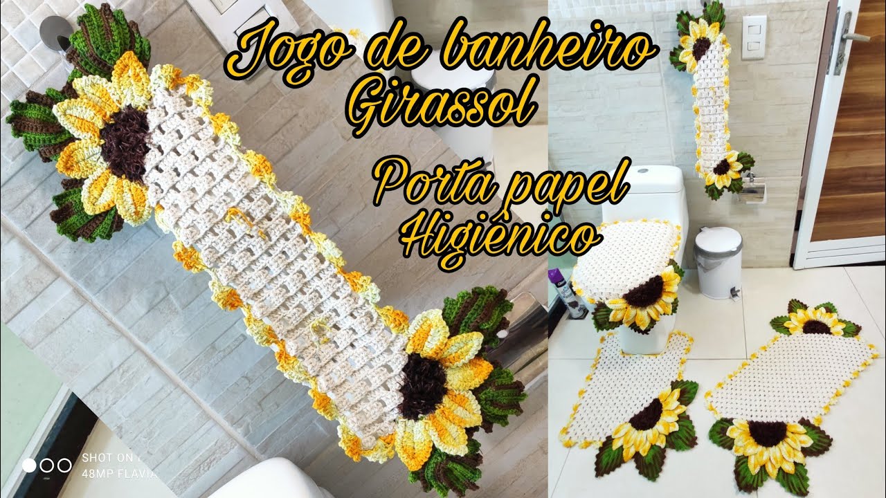 🌻 Jogo de banheiro girassol porta papel higiênico 2