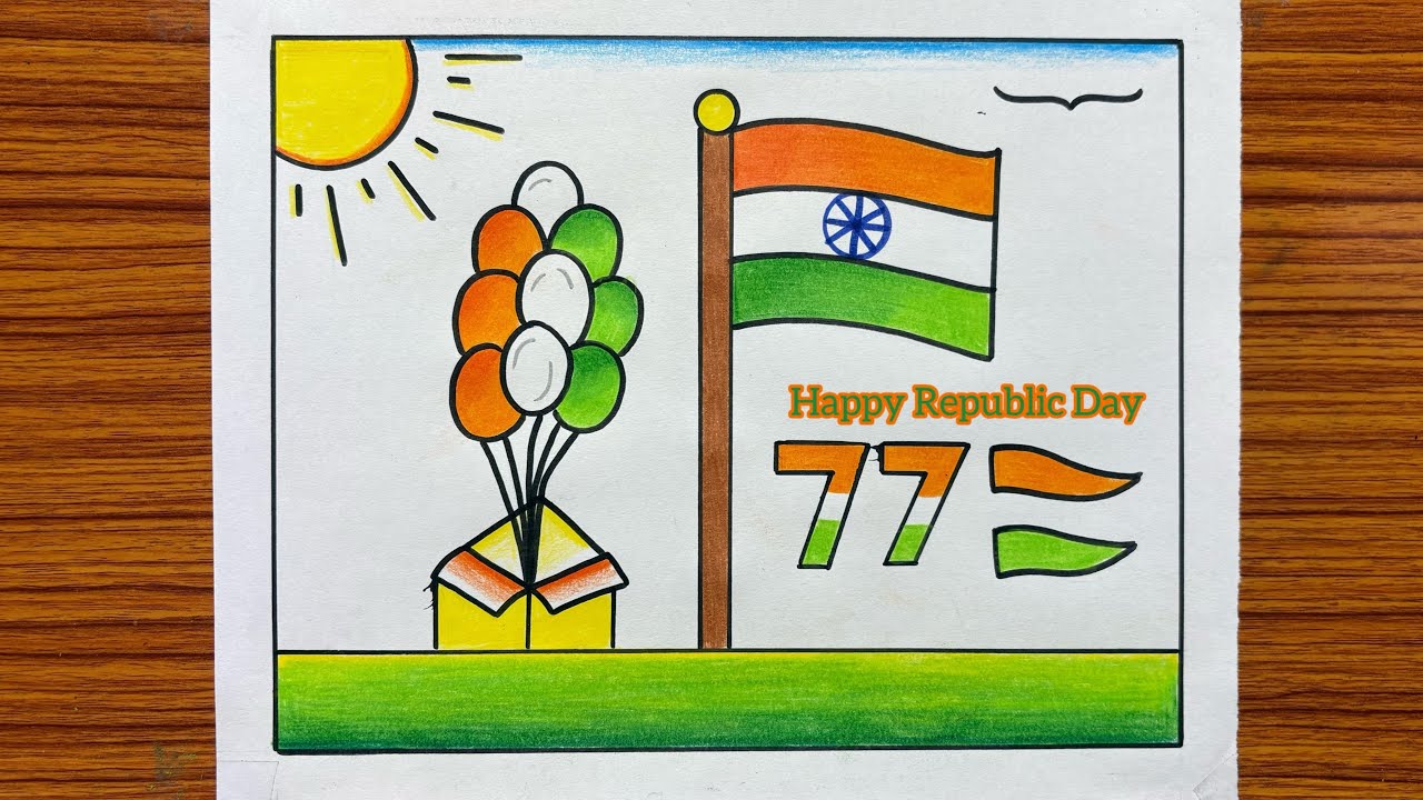 Republic Day Poster Drawing 2026 / 77th Republic Day Drawings / Beautiful Republic Drawing