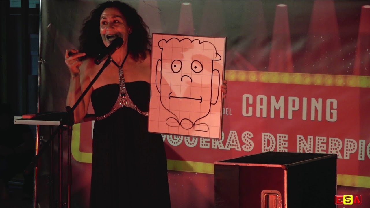 Lolita Torres.  El SHOW del Camping Las Nogueras.  Nerpio 2019.  Muñeco en la pizarra que habla.