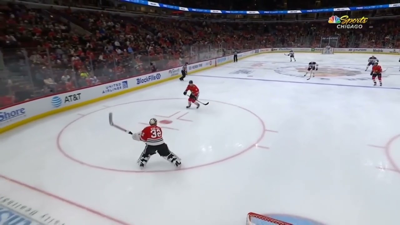 Goalie Alex Stalock fakes a shot from his net, a breakdown